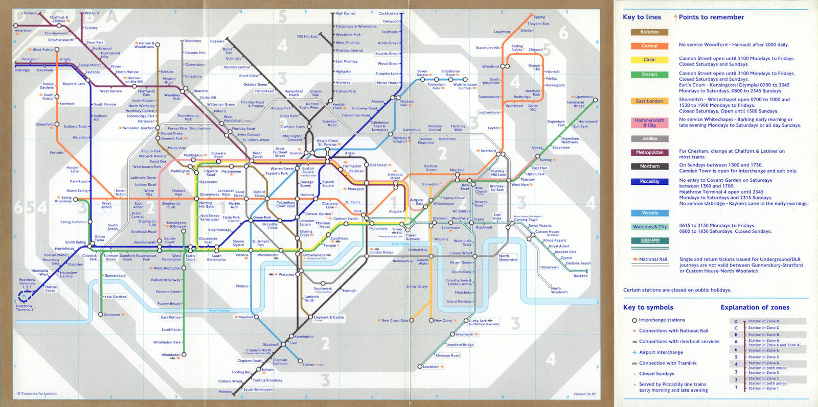 LONDON UNDERGROUND tube map. Queen's Golden Jubilee edition. June 2002